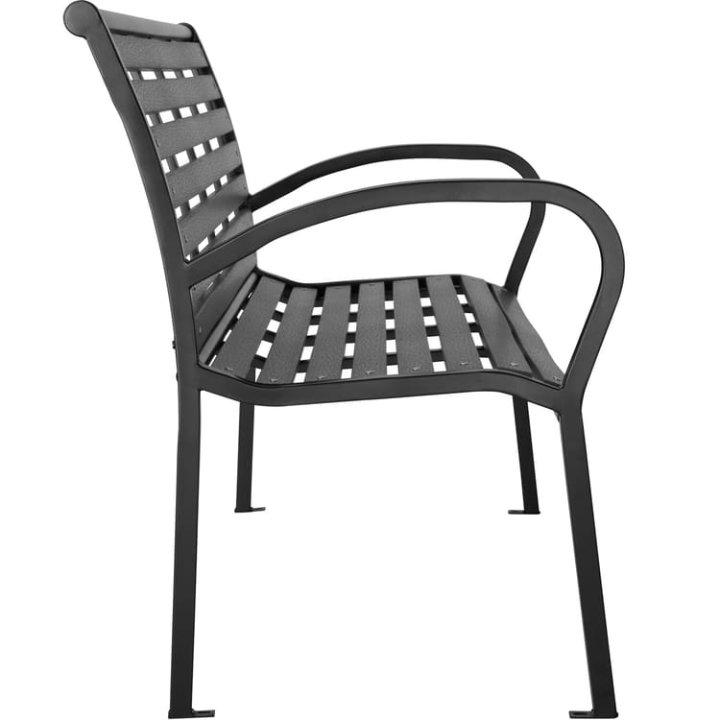 Banc de jardin 3 places 126x62x81,5cm en bois naturel laqué et acier