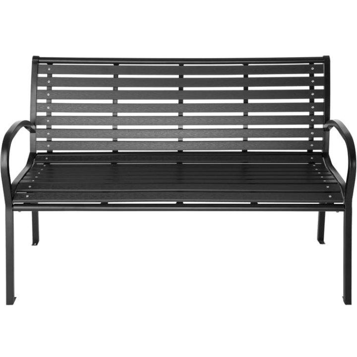 Banc de jardin 3 places 126x62x81,5cm en bois naturel laqué et acier