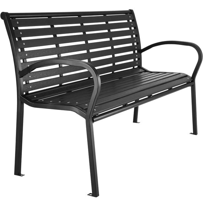 Banc de jardin 3 places 126x62x81,5cm en bois naturel laqué et acier